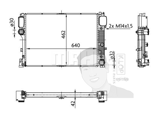 หม้อน้ำ BENZ S(W221) S300 เบนซิน / S350,S500,S600,S63AMG,S320 CDi ปี 06-10 : M272,M273 ยี่ห้อ (MAHLE)