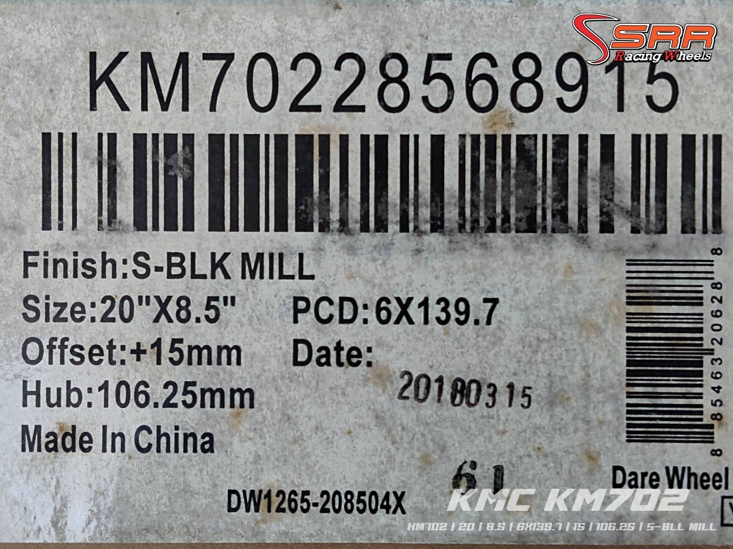 KM702 KMC WHEELS ขอบ20 6H139.7 ET15 S-BLK MILL ราคาพิเศษ