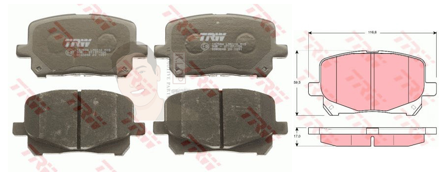 GDB3248 ผ้าเบรค-หน้า(TRW) (เนื้อผ้า COTEC) ESTIMA , LUSIDA 2.4, 3.0 '02-'07