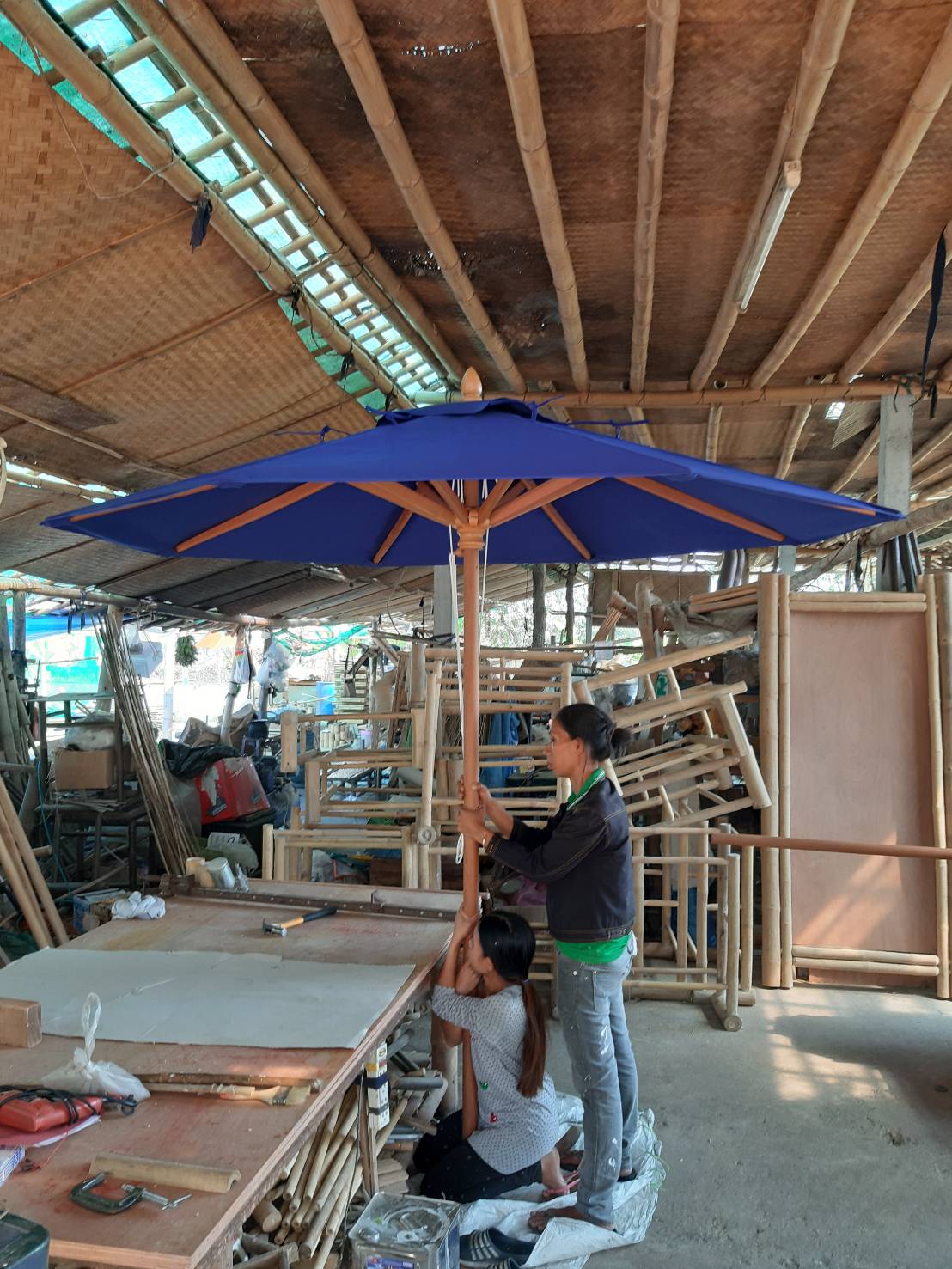 ร่มไม้ 50 นิ้ว ผ้า ซัลเบลล่า sunbella wood umbrella