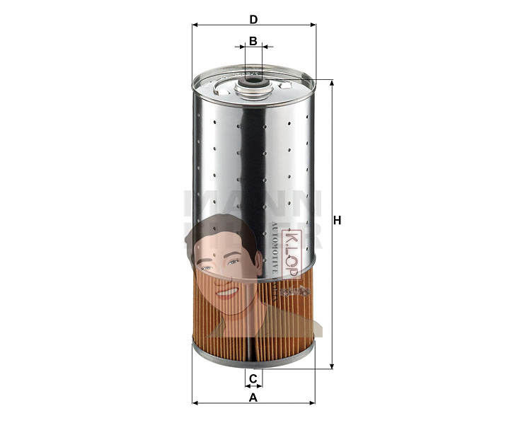 PF1055/1X กรองเครื่อง BENZ 200D,220D,240D,300D,300D TURBO (W123) เครื่องยนต์ OM615,616,617 (MANN-FILTER***งานพรีเมี่ยมแท้นำเข้ายุโรป) Dimensions(mm.) A=90 B=11.4 C=24 D=92 H=196