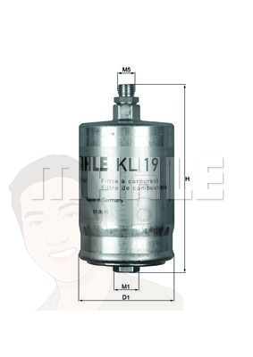 KL 19 กรองเชื้อเพลิง BENZ W201 W202 W124 ยี่ห้อ MAHLE