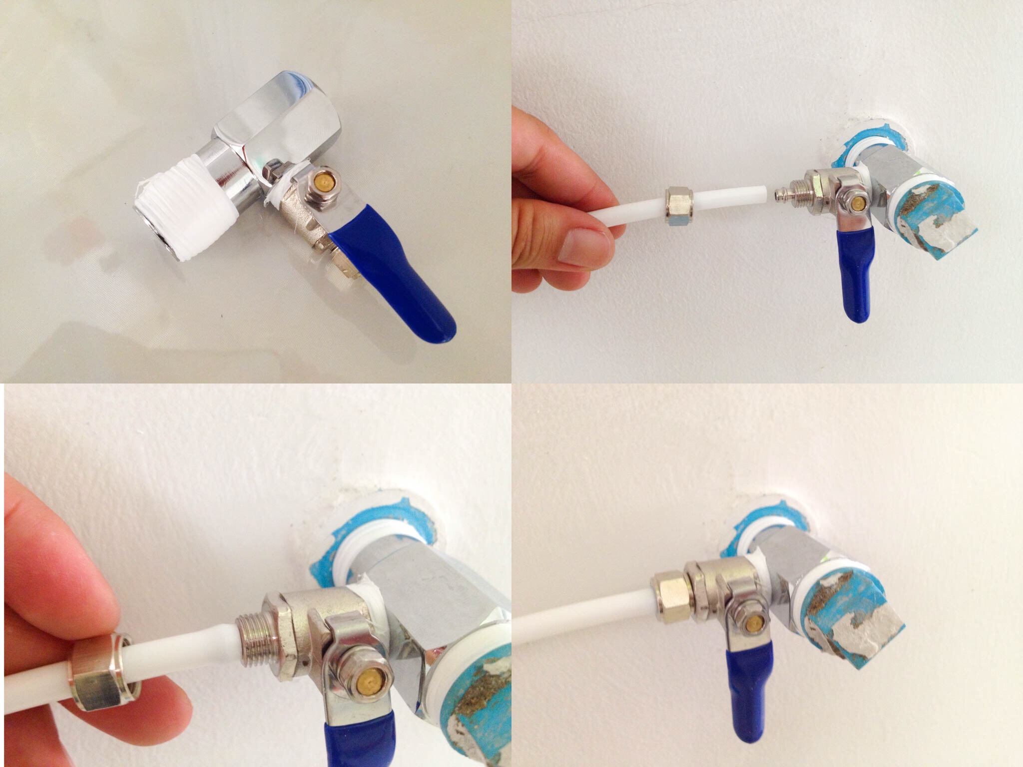 บอลวาล์ว พร้อม T WAY 60 mm. ขนาด เกลียว 1/4" x ท่อ 3/8" (สีแดง)(ครบชุด)