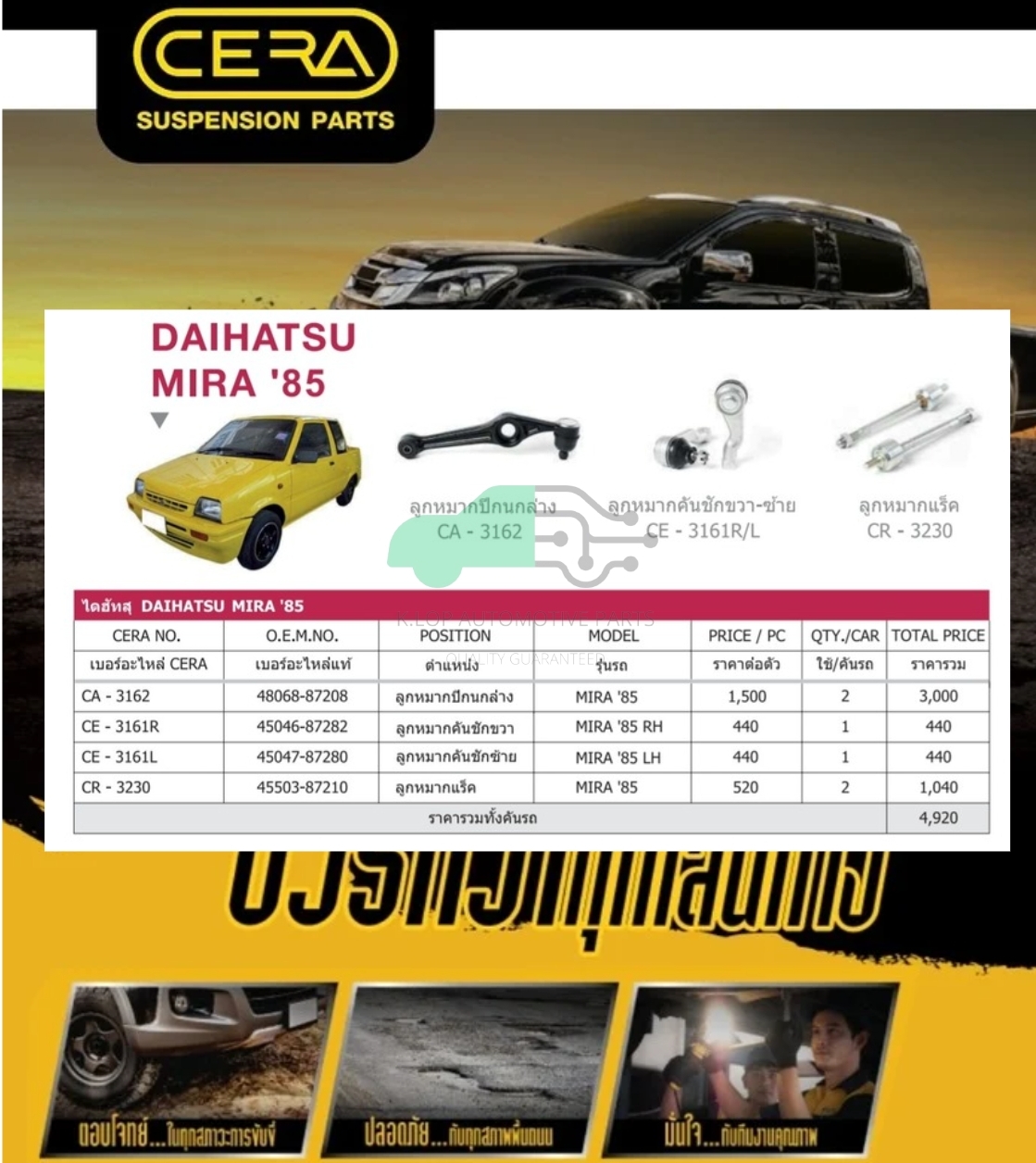 ชุดเปลี่ยนลูกหมากช่วงล่าง(CERA) DAIHATSU MIRA