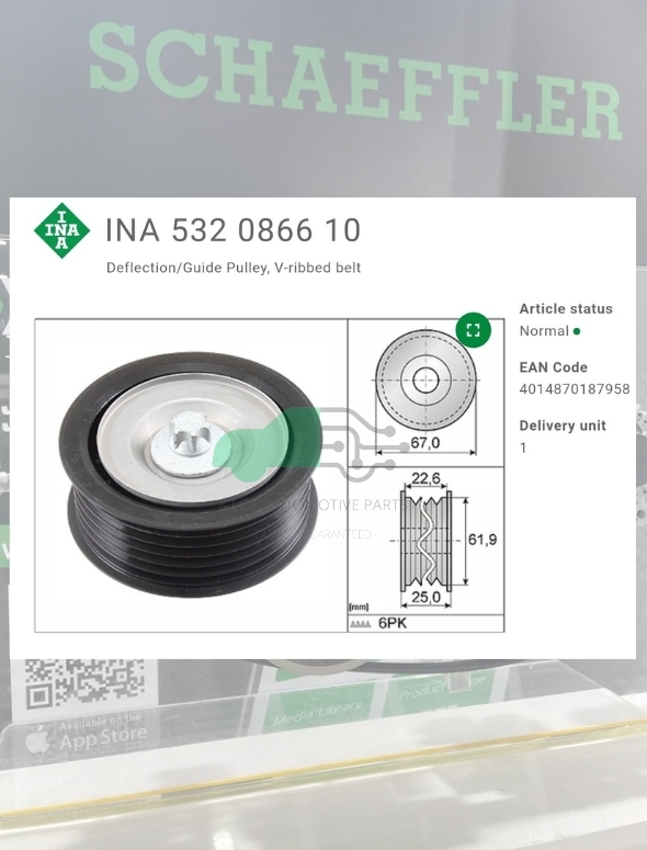 (INA) : มู่เลย์6ร่อง BENZ M272-3 W204 W211-2 W221