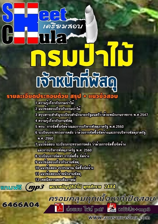 6466A04แนวข้อสอบ เจ้าหน้าที่พัสดุ กรมป่าไม้