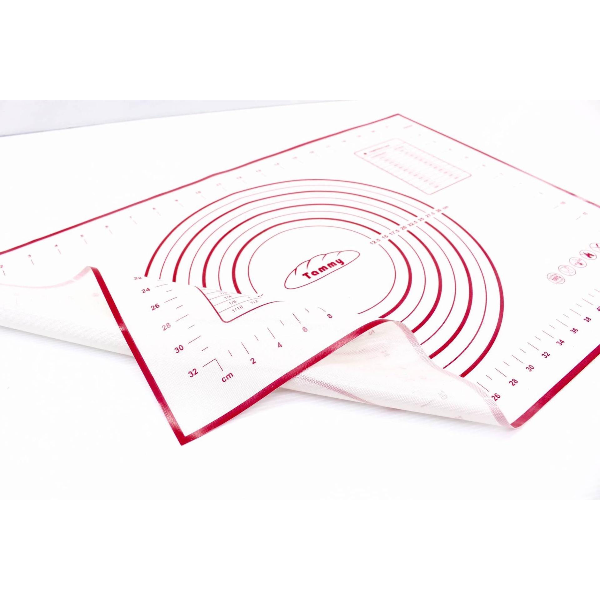 Silicone Baking Mat แผ่นรองอบซิลิโคน+ ไฟเบอร์กลาสใช้รองอบและนวดแป้งขนมปัง ขนาด 40*60 cm