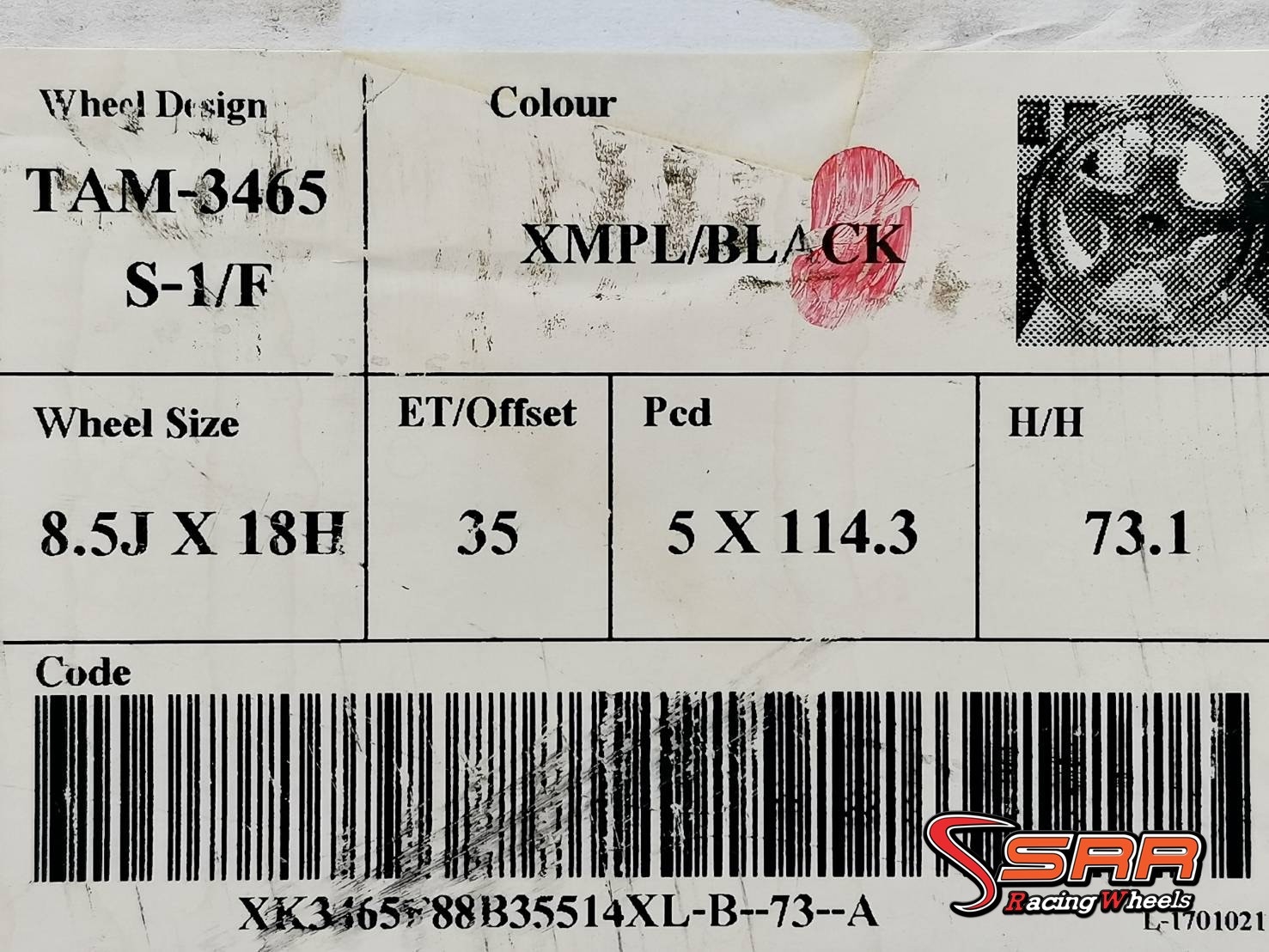 S1R TAM-3465 ขอบ18 5H114.3 ET35 XMPL/BLACK ชุดละ 14,000฿