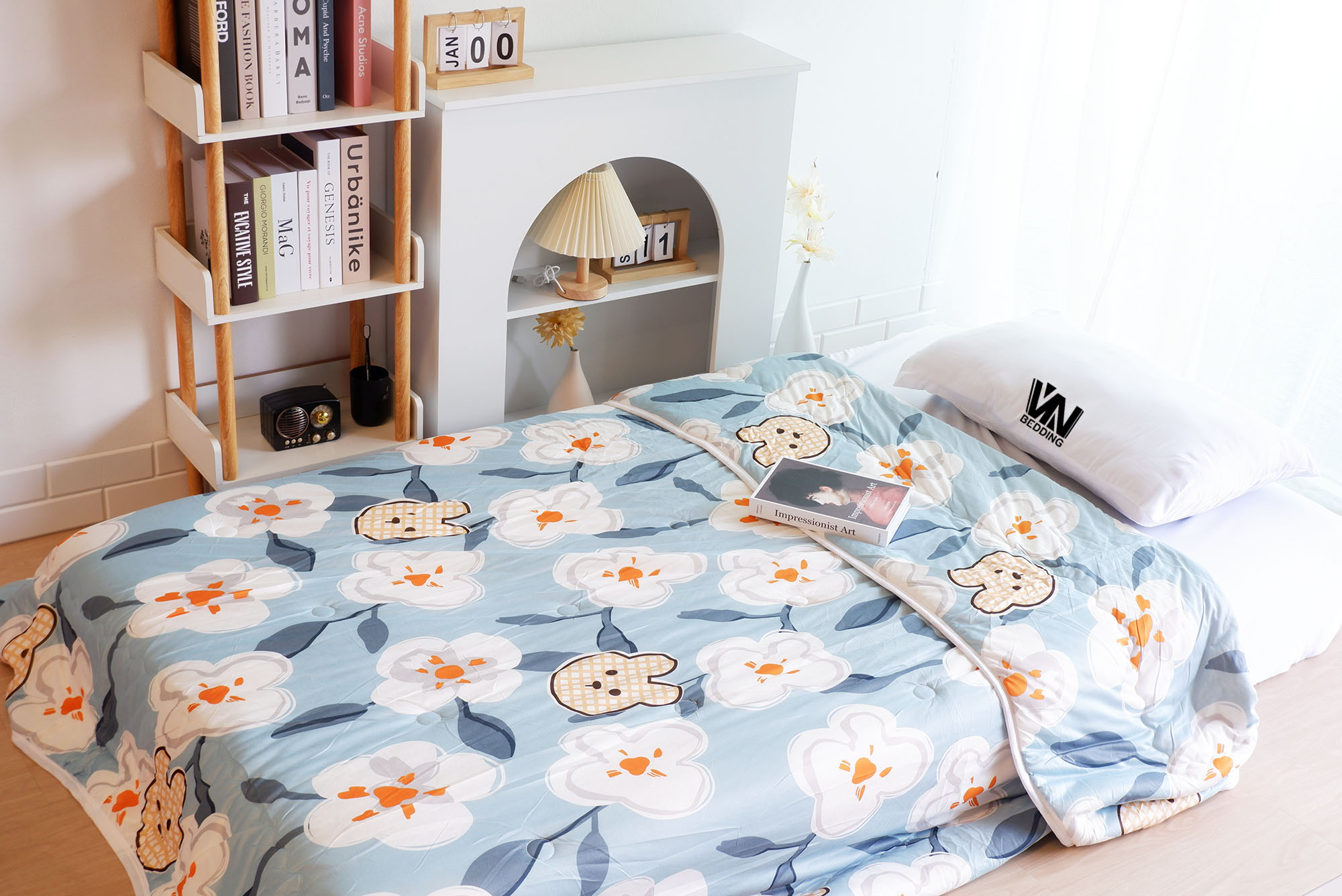 ผ้านวมใยไหมน้ำแร่ 7 ฟุต (คละลาย 12 ผืน)