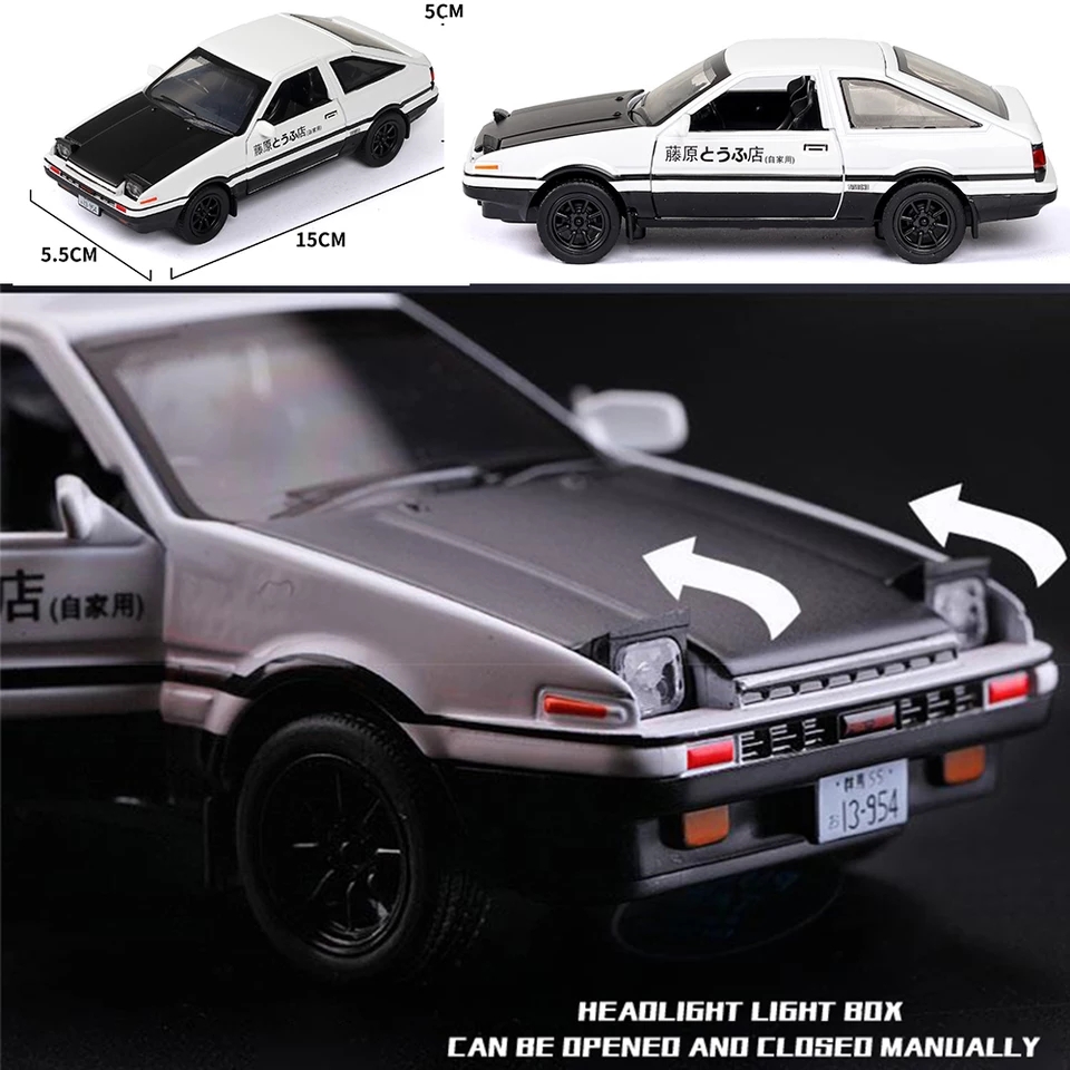 โมเดลรถเหล็ก Toyota Trueno AE86 รถส่งเต้าหู้ scale 1:28 มีเสียง มีไฟ (ปลีก-ส่ง)