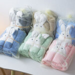 ผ้าเช็ดตัวขนเป็ดเซ็ตคู่หน้ากระต่าย ใส่ถุงแก้ว (12ชุด)