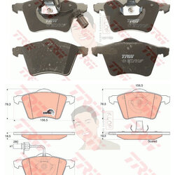 GDB1538 ผ้าเบรค-หน้า(TRW) (เนื้อผ้า COTEC) SEAT ALHAMBRA TDI '02 ( ไม่มี Sensor )