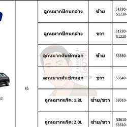ชุดลูกหมาก AISIN :Honda Civic FD 1800cc., 2000cc. (รบกวนแจ้งทางร้านนะครับ)