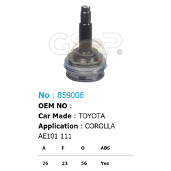 รหัสสินค้า 859006 [หัวเพลานอก ยี่ห้อGS-P] TOYOTA AE101, 111