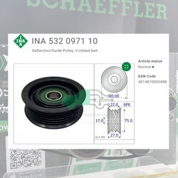 (INA) : มู่เลย์ 6 ร่อง R18Z Civic FB 1.8 ปี 12, R20A CRV13 2.0