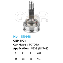 รหัสสินค้า 859168 [หัวเพลานอก ยี่ห้อGS-P] TOYOTA YARIS (VITZ) 1.3