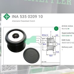 (INA) : OAD-มู่เล่ยไ์ดชารจ์ 2TR Hiace 2.7 TRH223, 2GR Alphard 3.5 GGH20, Camry GSV40, Lexus