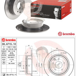 08 A715 11 จานเบรก-หลัง UV (ยี่ห้อ Brembo) NISSAN Teana J31 ปี2004-2008 ,J32 ปี2009-> /NISSAN Sylphy B17, Pulsar ปี2013, Juke F15 ปี2012->