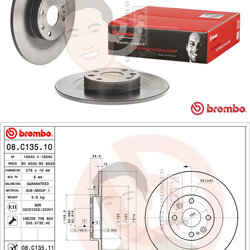 08 C135 11 จานเบรค ล้อ R (ยี่ห้อ BREMBO) รุ่น UV MAZDA MX-5 NB ปี 1998-2005