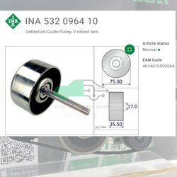 (INA) : ลูกรอกตัวล่าง 75มม. VQ25 Teana 2.5 J32 ปี08