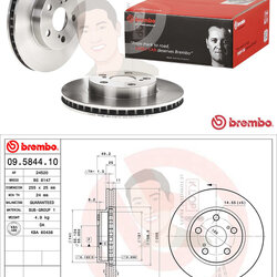 09 5844 10 จานเบรค ล้อ F (ยี่ห้อ BREMBO) รุ่น Std TOYOTA Corona Exior 1.6 2.0 ST191 ปี 1992-1997