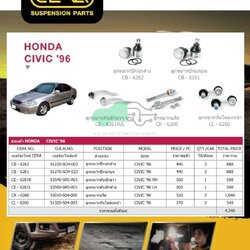 ชุดลูกหมาก(CERA) HONDA CIVIC ปี1996-2000 (MADE IN THAILAND) *** มาอุดหนุนสินค้าไทยกันครับ