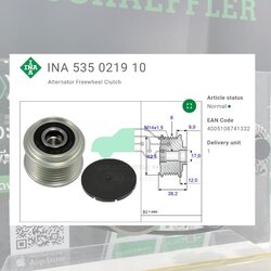 (INA) : มู่เล่ยไ์ดชารจ์ Hyundai G4K Sonata 2.0/2.4 (NF) ปี 05, Carens 2.0