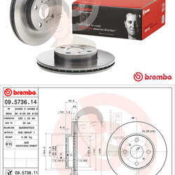 09 5736 11 จานเบรค ล้อ F (ยี่ห้อ BREMBO) รุ่น UV TOYOTA Altis Limo 1.6 / Limo Taxi ปี 2001