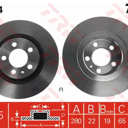 จานเบรกหน้า TRW : AUDI A3 1.8 1998-2000 ***ราคาต่อใบ