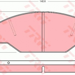 ผ้าเบรคหน้า TRW (TOYOTA ตู้หัวจรวด หลังคาต่า HIACE LH100 2.5D, 2.8D '90 on)