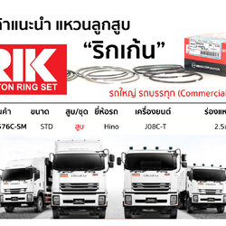 OE 15576C-SM แหวนลูกสูบ(RIK-ริกเก้น) ขนาด STD สูบ Hino เครื่องยนต์ JO8C-T ร่องแหวน สูง H 2.5x2.0x4.0