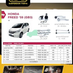 ชุดเปลี่ยนลูกหมากช่วงล่าง HONDA FREED 2008 (MADE IN THAILAND) *** มาอุดหนุนสินค้าไทยกันครับ