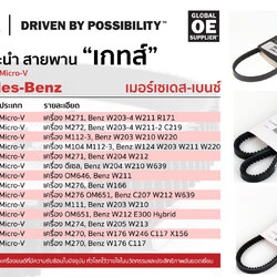 สายพาน(GATES) BENZ (เครื่องยนต์ M271-272,M112-113,M104,M271,OM646,M276,OM651,M111,M274,M270)