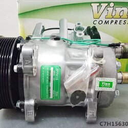 C7H1563018PK132 คอมแอร์ยี่ห้อ Vinn (SD 7H15 VOLVO 8-ขา 8PK 24V. (132mm) เกลียวโอริง - ออกหลัง)