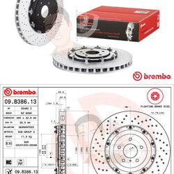 09 B386 13 จานเบรค ล้อ F (ยี่ห้อ BREMBO) รุ่น HC UV PVT NISSAN GTR (R35) 3.8 ปี 2011->
