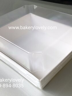 กล่องใส่ขนม ฝาใสทรงสูง สีขาว ทรงจัตุรัส ไซส์ S
