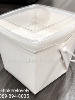 กล่องกระดาษหูหิ้ว 2 ชั้น สีขาว 9x9x11x11x10.5 cm ( เคลือบใน )