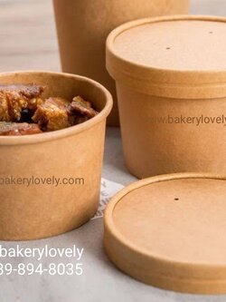 ถ้วยกระดาษ ใส่ซุป สีน้ำตาล + ฝาปิด 15 ออนซ์ ( 450 ml ) ทรงเตี้ย