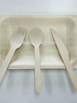 จานไม้ สี่เหลี่ยม 14x20 cm