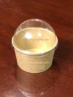 ถ้วยกระดาษ สีน้ำตาล 8 ออนซ์ + ฝาโดมใส