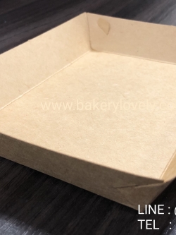 ถาดกระดาษ สีน้ำตาล 10x14.5x3 cm ขอบเรียบ ( ไม่เคลือบ )