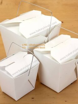 กล่องกระดาษใส่อาหาร 16 ออนซ์ สีขาว หูหิ้วลวด ไซส์ S