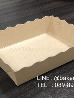 ถาดกระดาษสีน้ำตาล 10X14.5x3.5 cm ขอบหยัก ( เคลือบ1ด้าน )
