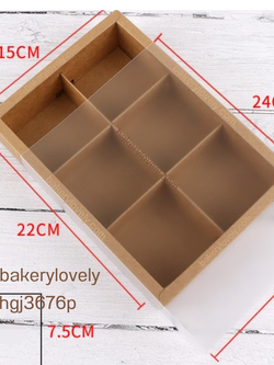 กล่องกระดาษใส่ขนม 6 ช่อง สีน้ำตาล