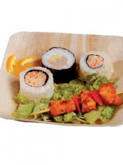 จานไม้ สี่เหลี่ยม 14x14 cm