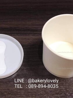 ถ้วยกระดาษ สีขาว 4 oz + ฝาติดช้อน พลาสติกสีขาว