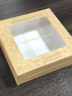 กล่องกระดาษใส่ขนม สีน้ำตาล หน้าต่าง 1 ด้าน