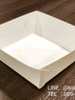 ถาดกระดาษ สีขาว 6.7x6.7x2.8 cm ขอบเรียบ ( เคลือบ1ด้าน )