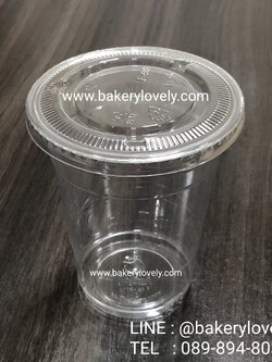 แก้ว PETE ย่อยสลาย 16 oz + ฝาปิดใสเรียบ เจาะรู