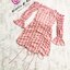 MMP Dress เดรสปาดไหล่ลายสก็อตสีชมพูน่ารักๆ